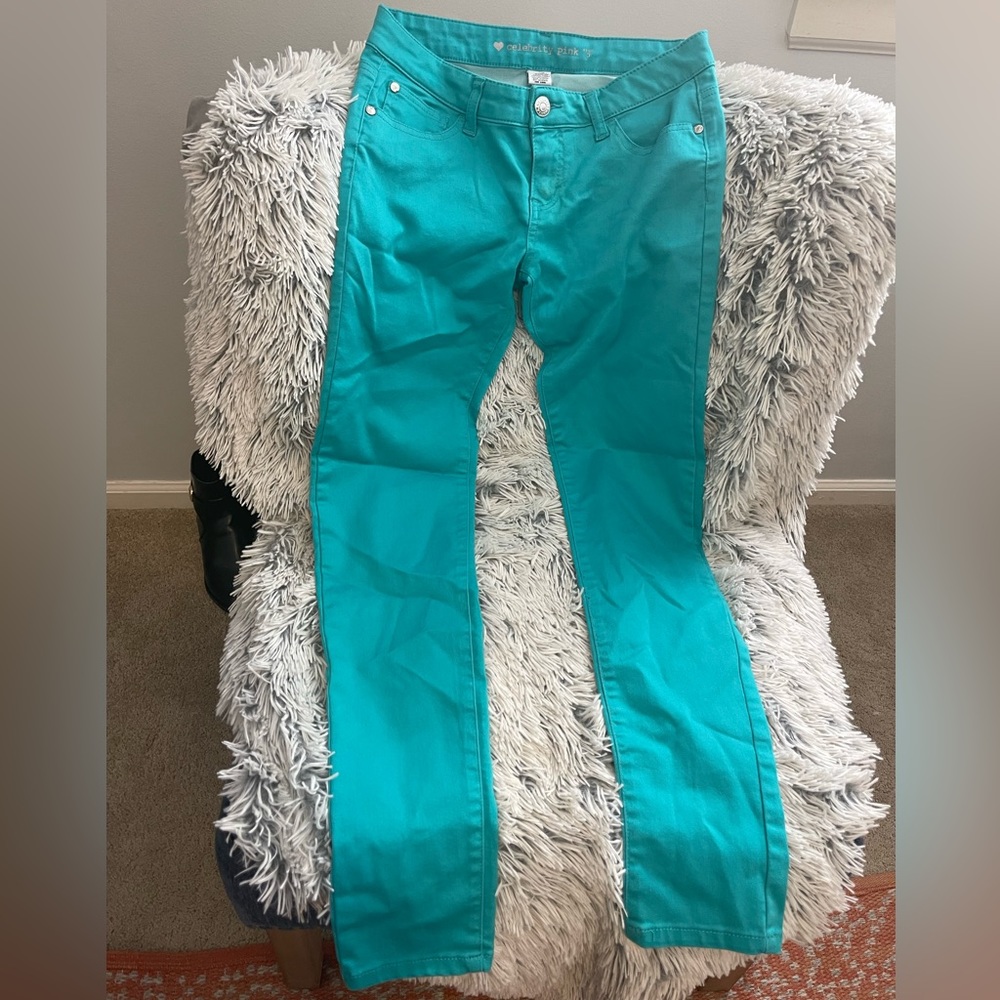 Celebrity Pink Colored Khaki Ankle Mid Rise Pants